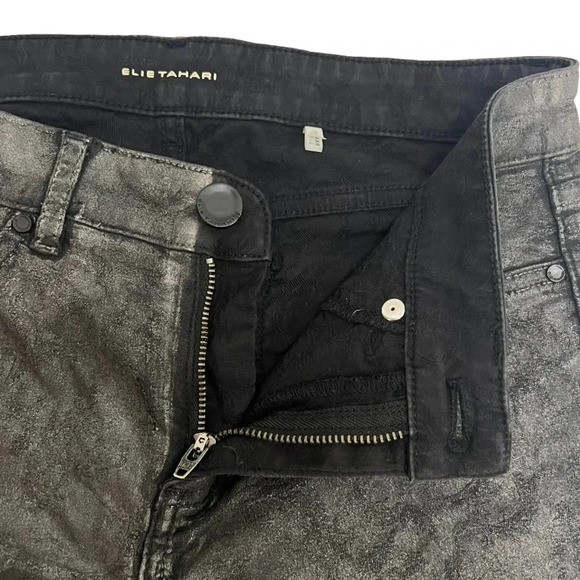 Elie Tahari Azella Skinny Coated Jeans Textured Charcoal Gray Women’s Size 26 - Picture 5 of 9